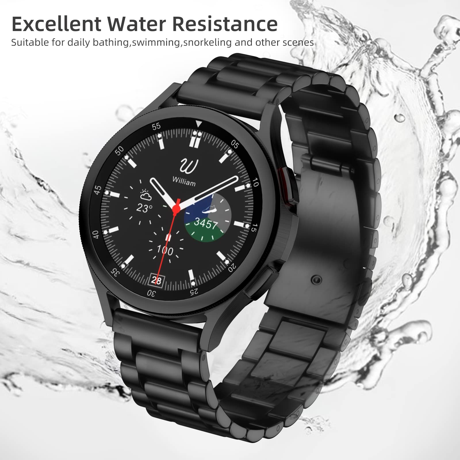 Lerobo Compatible For Samsung Galaxy Watch 6/5/4 Band/Active 2 Watch Bands 40Mm 44Mm,Watch 4 Classic Band 46Mm 42Mm/Galaxy Watch 3 Band 41Mm,20Mm Stainless Steel Metal Replacement For Men Women
